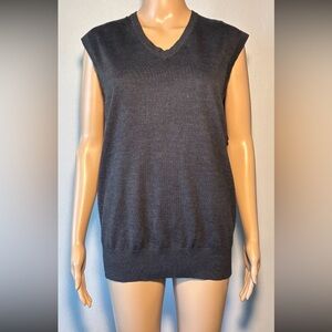 Murano Men's Knit Vest Size L Gray Pullover V-Neck Lightweight 100% Acrylic